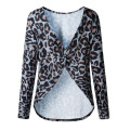 2020 new spring and autumn amazon hot selling sexy leopard print crossed backless long sleeve shirt casual top